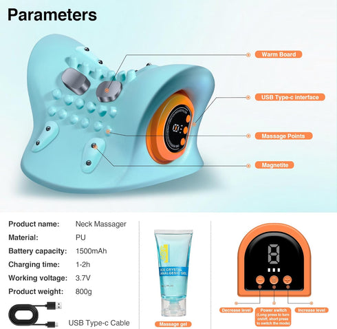 Vzvvzp 2025, 3 26 Neck Massager Neck Stretcher Cervical Traction with Heat, Modes, Portable Massage Neck Hump Corrector