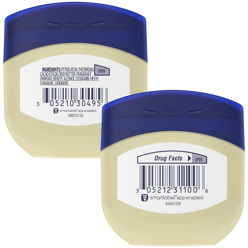 Vaseline Original & Cocoa Butter Healing Jelly Travel-Size Variety 4-Pack – Rich Moisturizing Ointment for Soothing