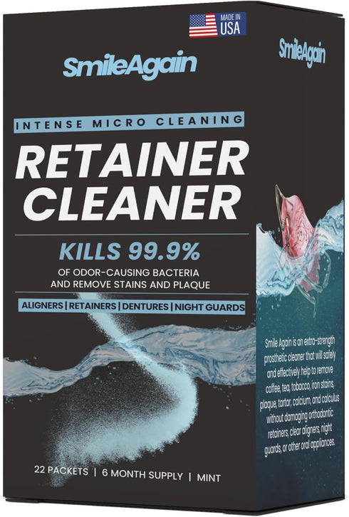 Smile Again Retainer Cleaner | 180 Cleanings (22 Pack/6 Month Supply) for Aligners, Dentures, Retainers