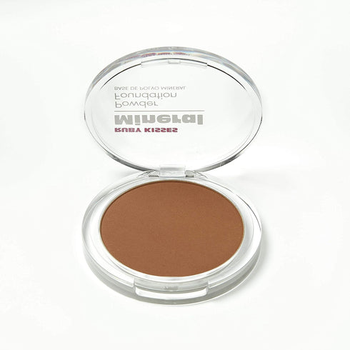 Ruby Kisses Mineral Pressed Powder Foundation, Medium to Full Coverage Natural Finish, 0.35 Ounce (Honey Brown)