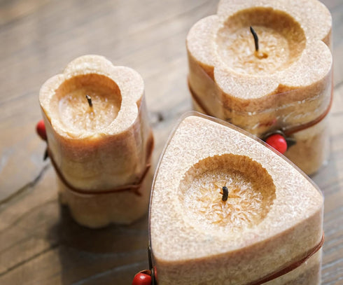 T-shin Flower Shaped Aroma Candle,Village Style Gradient Color Soy Wax Scented Candle for Table Photo Prop