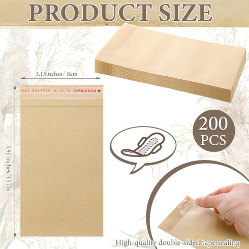200 Pcs Tampons Disposal Bags - Bulk Feminine Hygiene Disposal Bags with Self Adhesive for Women, 5.91" x 3.15"