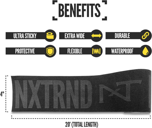 Nxtrnd TRF Football Turf Tape, Extra Wide Kinesiology Tape Protects from Turf Burn (Black)
