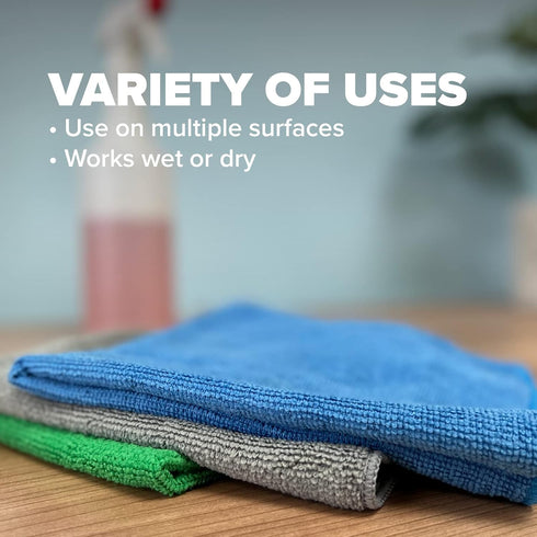 Pinnacle Mercantile 12 Microfiber Cloths and 4 Spray Bottles, Extra Large Towels for Home Cleaning