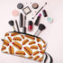 Fun Hot Dog Food Pattern Makeup Bag, Small Portable Travel Toiletry Organizer with Handle for Women and Girls