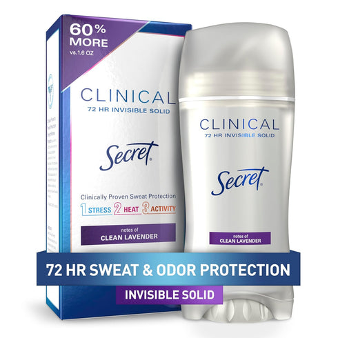 Secret Clinical Strength Antiperspirant Deodorant for Women, 72hr Protection, 2.6 oz, Lavender Scent