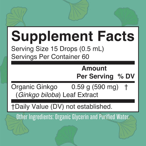 MaryRuth Organics Ginkgo Leaf Liquid Drops, 60 Servings - Herbal Nootropic for Circulatory & Nervous System Health