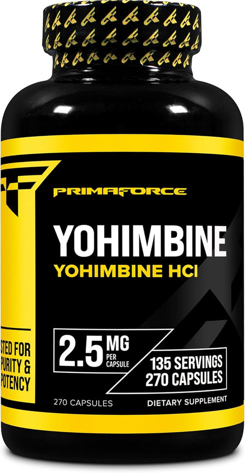 PrimaForce Yohimbine HCl 2.5mg, 270 Capsules - Premium Performance Boosting Supplement, Non-GMO, Gluten Free