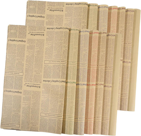 PATKAW Vintage Flower Wrapping Paper Bouquet Packaging Sheets 20pcs Sunflower Newspaper Kraft