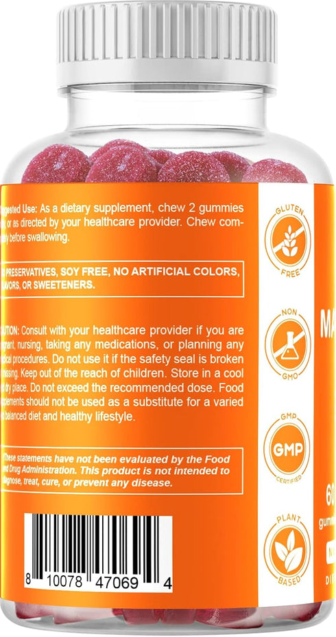 Vitamatic Magnesium Citrate Gummies 600mg - 60 Vegan Gummies - Promotes Healthy Relaxation, Muscle, Bone Support