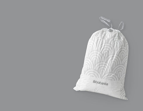 Brabantia PerfectFit Trash Bags, Size H/13.2-16 Gal, Thick Plastic Liners with Drawstring Handles, 40 Bags