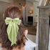 Large Olive Green Hair Bows for Women, Silky Satin Hair Clips, Long Tail Oversize Hair Barrettes