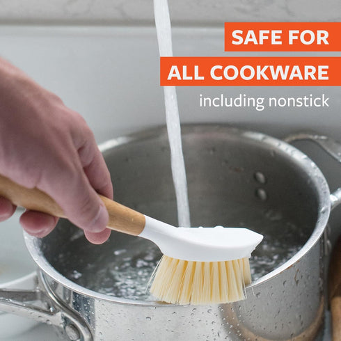 Set 2-Pack Full Circle Double Dish Brush Durable Scrub Brushes for Dishes, Pots, Pans, and Cast Iron, Includes Be Good