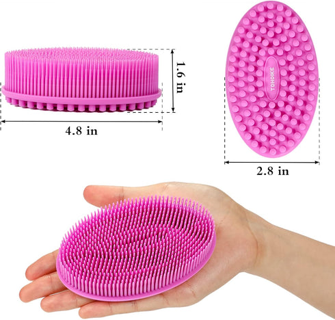 TDHDIKE Silicone Body Scrubber Loofah - Set of 3 Soft Exfoliating Body Bath Shower Scrubber Loofah Brush for Sensitive Kids Women Men All Kinds of Skin