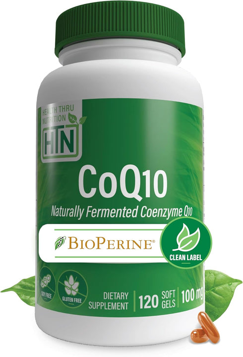 Health Thru Nutrition CoQ-10 100mg with BioPerine - 60 Softgels for Heart Health and Energy Support, Non-GMO