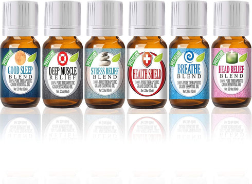 Healing Solutions Best Blends Essential Oils Set (6x10ml) - Pure Wellness Set for Gift Diffusers, Home