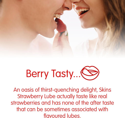 Skins Strawberry Flavored Lube Gel - Flavored Adult Lube for Oral and Fruity Edible Lubricants