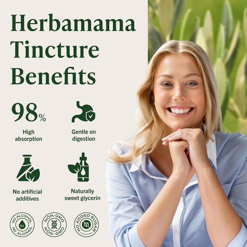 Immune 84-Day HERBAMAMA Olive Leaf Extract Liquid - Support Supplement with Olive Oil Leaf Tincture - Non-GMO, Alcohol