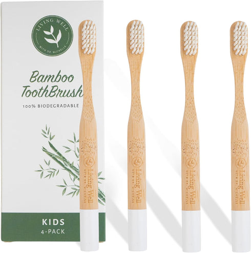 Kids Bamboo Toothbrush, 4 Pack