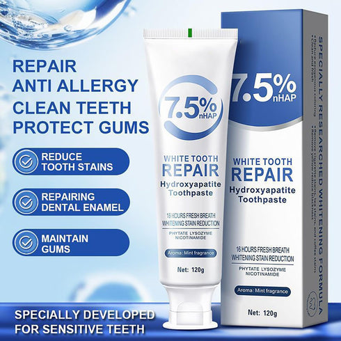wwaiwenl 7.5% 4.23oz Hydroxyapatite Toothpaste for Advanced Enamel Protection, Hydroxyapatite Fluoride-Free Toothpaste