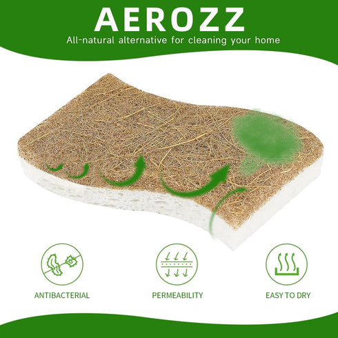 10 Pack No-Scratch Eco-Friendly Dish Sponges, Natural Kitchen Sponges for Washing & Cleaning