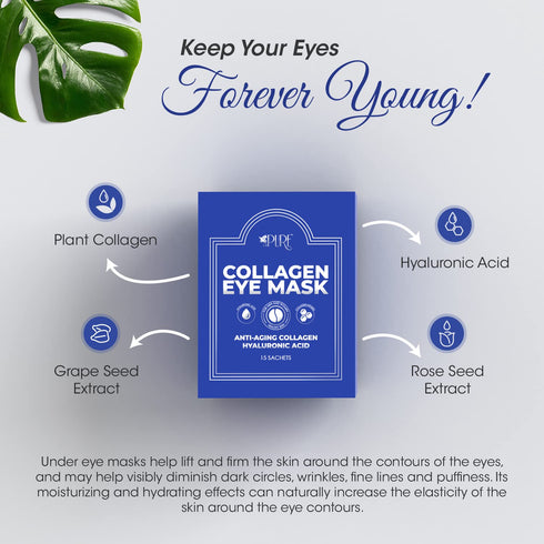 Collagen Boosting Eye Mask Patches, 15ct, Under Eye Patches for Dark Circles, Puffy Eyes, Anti-Wrinkles & Hydrating