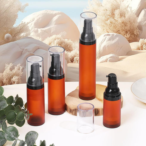 RONRONS Airless Pump Bottles - 0.5 oz Travel Size Dispenser for Skincare Serum, Lotion, Foundation (3 Pieces)