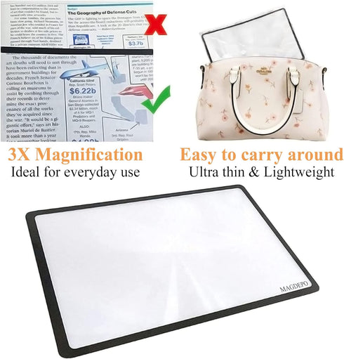 MAGDEPO 2 Pack Magnifying Sheet, 3X PVC Page Magnifier B6 Size with 2 Card Size Magnifier Lens