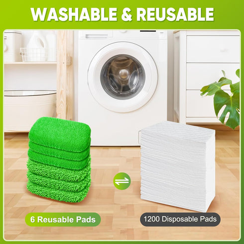 NXPPYY 6-Pack Reusable Microfiber Mop Pads Compatible with Swiffer Sweeper, Dry & Wet Sweeping Cloths - Washable Wet