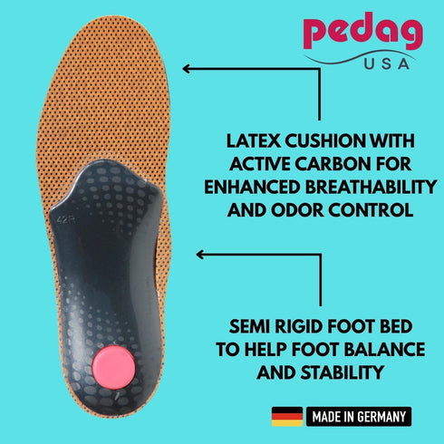 pedag Worker Heavy Boot Insoles, Made in Germany, Supports Foot from Heel to Toe, Longitudinal and Metatarsal Arch, Men