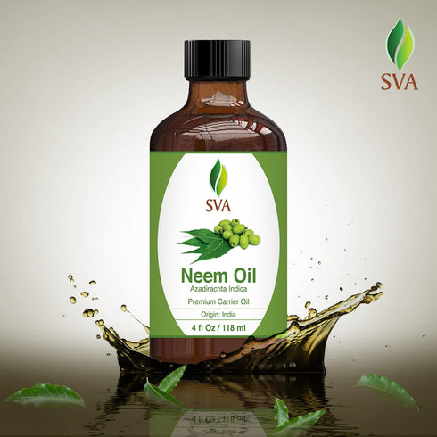SVA Neem Seed Oil, 4 Fl Oz, 100% Natural Cold Pressed for Face, Skin Care, Hair Care, Body Massage