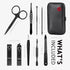 Manicure Set 9 in 1 Stainless Steel - Nail Clippers, Scissors, Pedicure Tools Kit with Black/Red Leather Case