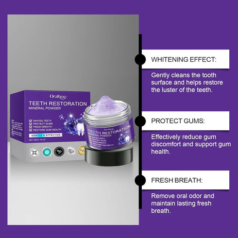 WUBLSYAN (50G) Teeth Restoration Mineral Powder, Purple Dental Restoration Mineral Powder, Effective in Strengthening