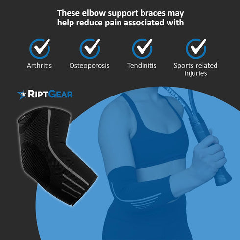 RiptGear Elbow Compression Sleeve - Elbow Brace for Men and Women, Support Treatment for Tendonitis, Joint Pain