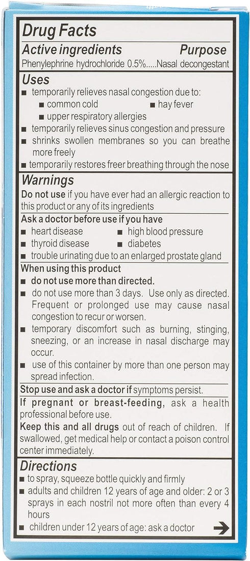 Nasal Decongestant Spray Regular Strength by Neo-Synephrine, 0.50 oz (PACK OF 3)