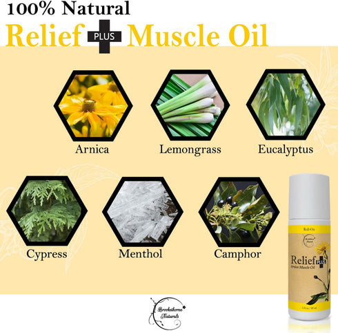 Relief Plus Arnica Muscle Oil All Natural Highly Concentrated Roll On - Cypress, Eucalyptus & Helichrysum Essential