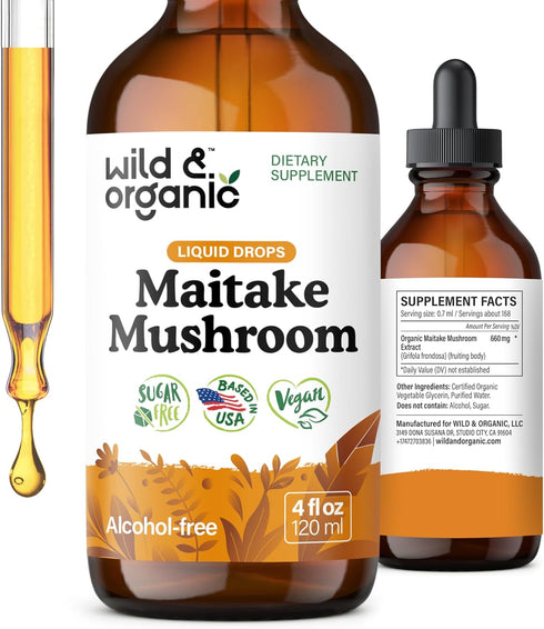 Wild & Organic Maitake Mushroom Tincture - Immune Support Supplement - Liquid