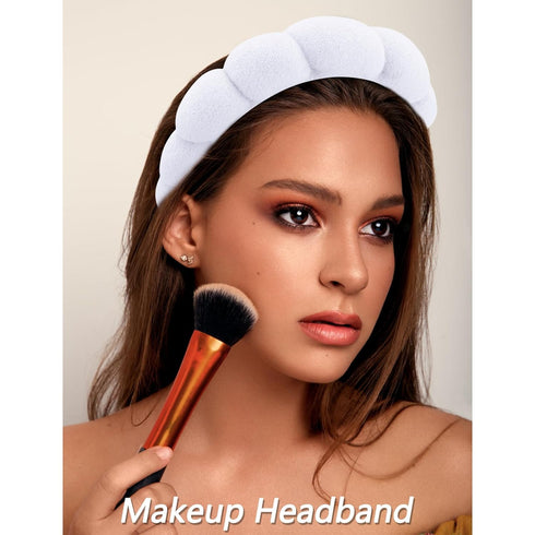 VELSCRUN 6 Pack Spa Headband, Makeup Headband, Face Wash Headband, White Sponge Hair Band Bow Tie for Women