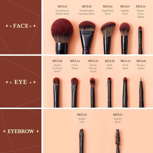 Jessup Full Makeup Brushes Set 13pcs, Professional Vegan Foundation Powder Blush Highlight Eyeshadow Blending Concealer