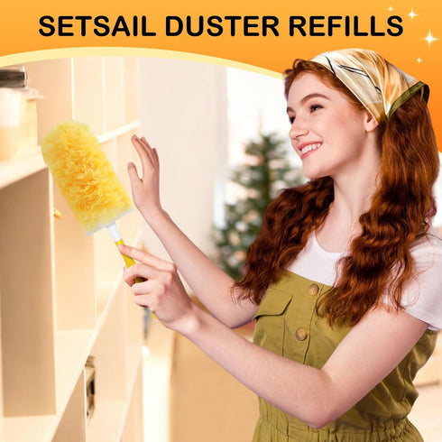 SetSail 30 Count 1 360 Duster Refills for Swiffer Duster with Handle Dusters for Cleaning Disposable Duster Refill