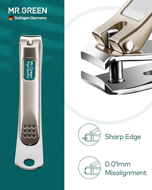MR.GREEN Nail Clipper 4Pcs Set, Stainless Steel Manicure Pedicure Kit with Travel Case Gift Box