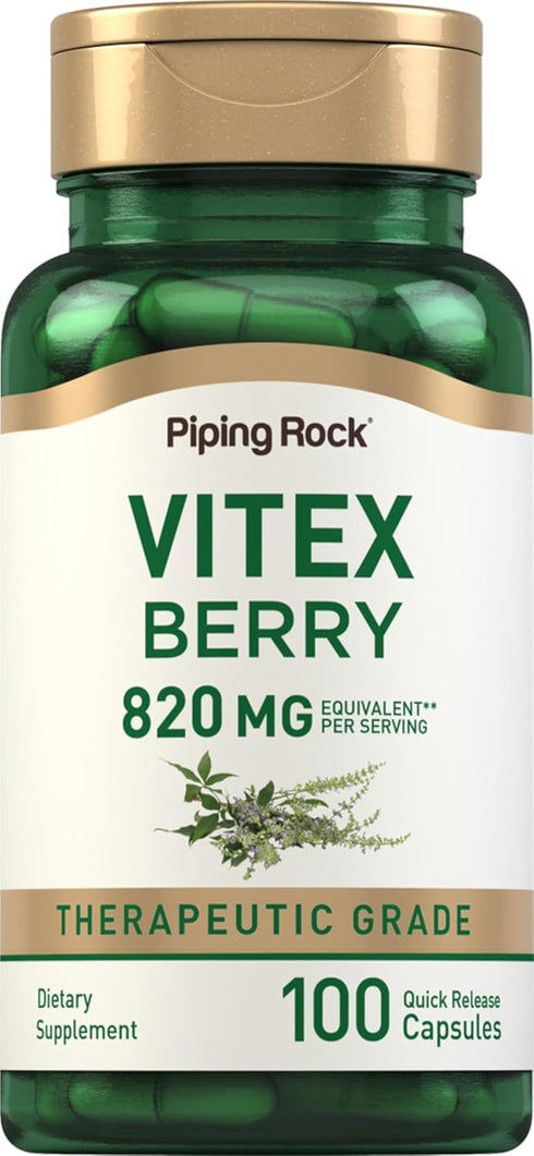 Piping Rock Vitex Chasteberry 820mg | 100 Capsules | Non-GMO, Gluten Free Supplement for Women