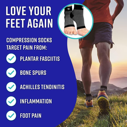 Bitly Plantar Fasciitis Compression Socks for Women & Men, Best Ankle Compression Sleeve for Pain Relief (Pink, Large)