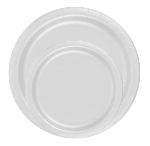 Party Favors Plus 24 9" Plates Paper Dinner Lunch Plates Wax Coated - White