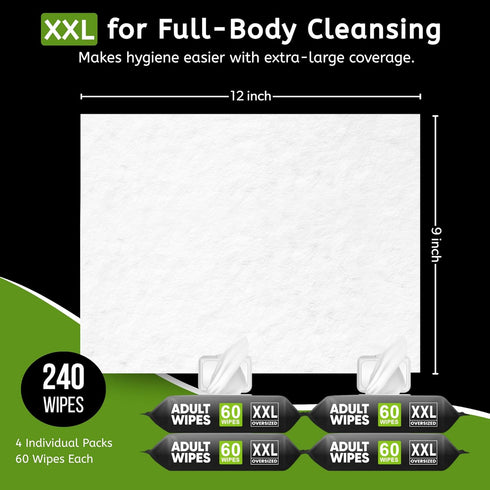 Morning Star 240 4 Packs Adult Wipes for Elderly - Wipes Thick Extra Large Disposable Washcloths for Adult Bathing