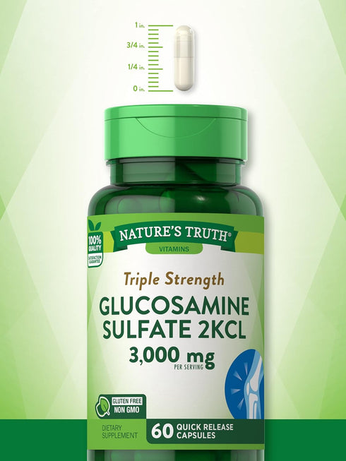 Nature's Truth Glucosamine Sulfate Capsules, 3000mg, 60 Count, Non-GMO & Gluten Free