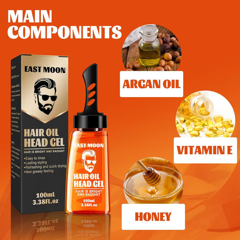 Men Hair Styling Gel with Comb, 2 in 1 Wax Gel for Long Lasting Fluffy Hair, 100ml
