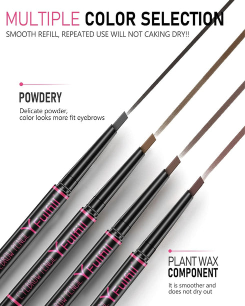 Waterproof Brown Eyebrow Pencil for Women, Filler with Brush for Blondes