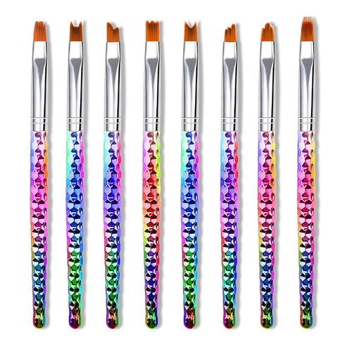 WOKOTO 8 Pcs Ombre Nail Brushes for Acrylic Nails Gradient Painting, Nail Art Brushes for Acrylic Application