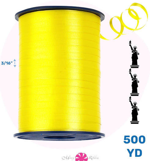 Morex Ribbon 253/5-605 Crimped Curling 3/16" X 1500 YD (3-Pack) Ribbon for Gift Wrapping, Yellow, Birthday Decorations, Party Favors for Kids and Adults, Christmas Ribbon for Crafts by Morex Ribbon